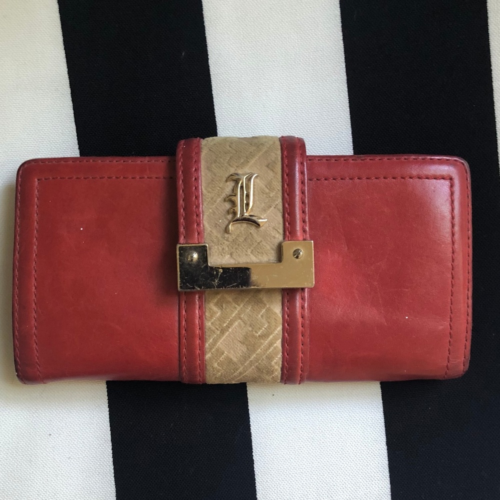 L.A.M.B. Red Leather Bifold Wallet